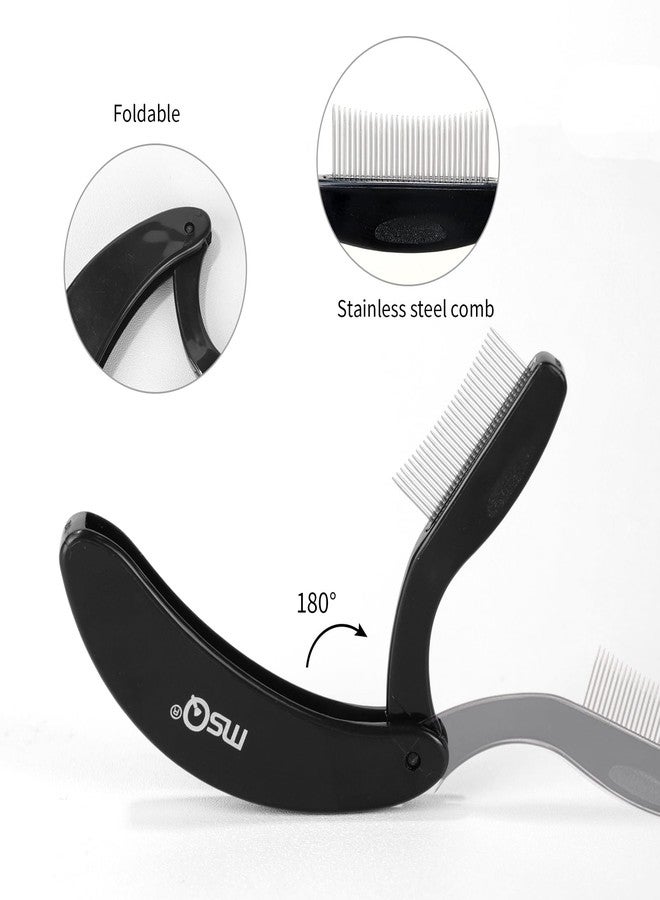 MSQ Eyelash Comb MSQ Eyelash Separator Tool Eyelash Comb Separator Folding Eyelash Brush Separator Lash Comb for Eyelash Makeup Brush (Black) - Image 3